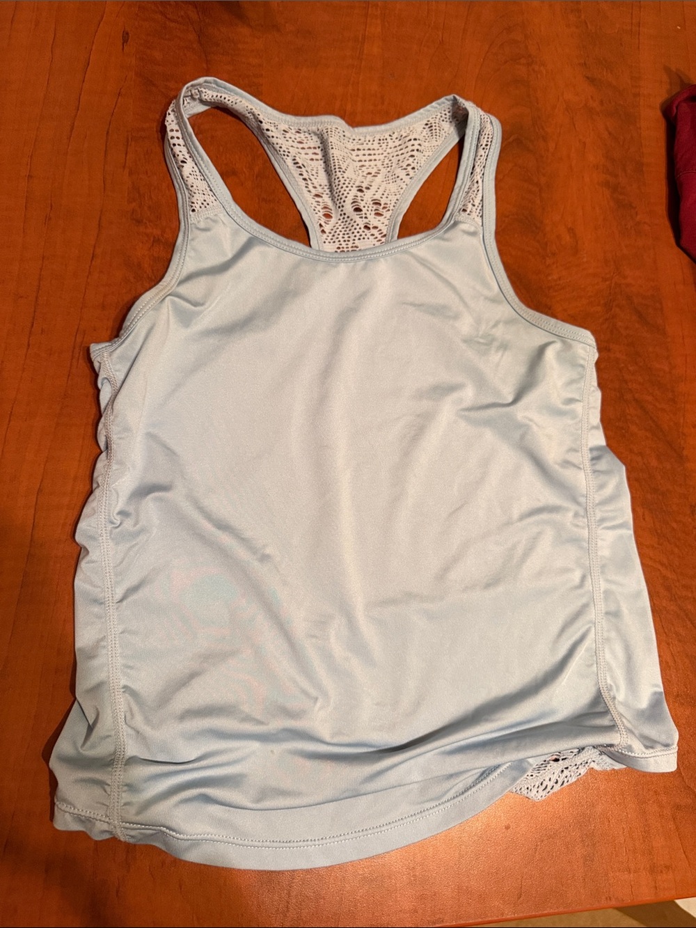 Girls' Light Blue Lace-Back Racerback Tank Top